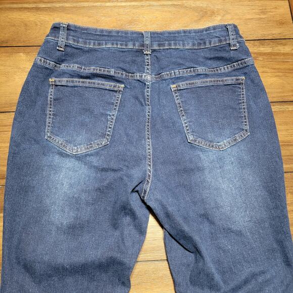 Shein Curve Dark Wash Straight Denim Jeans w/ Double Button Up Fly - Size 1XL - Picture 4 of 6